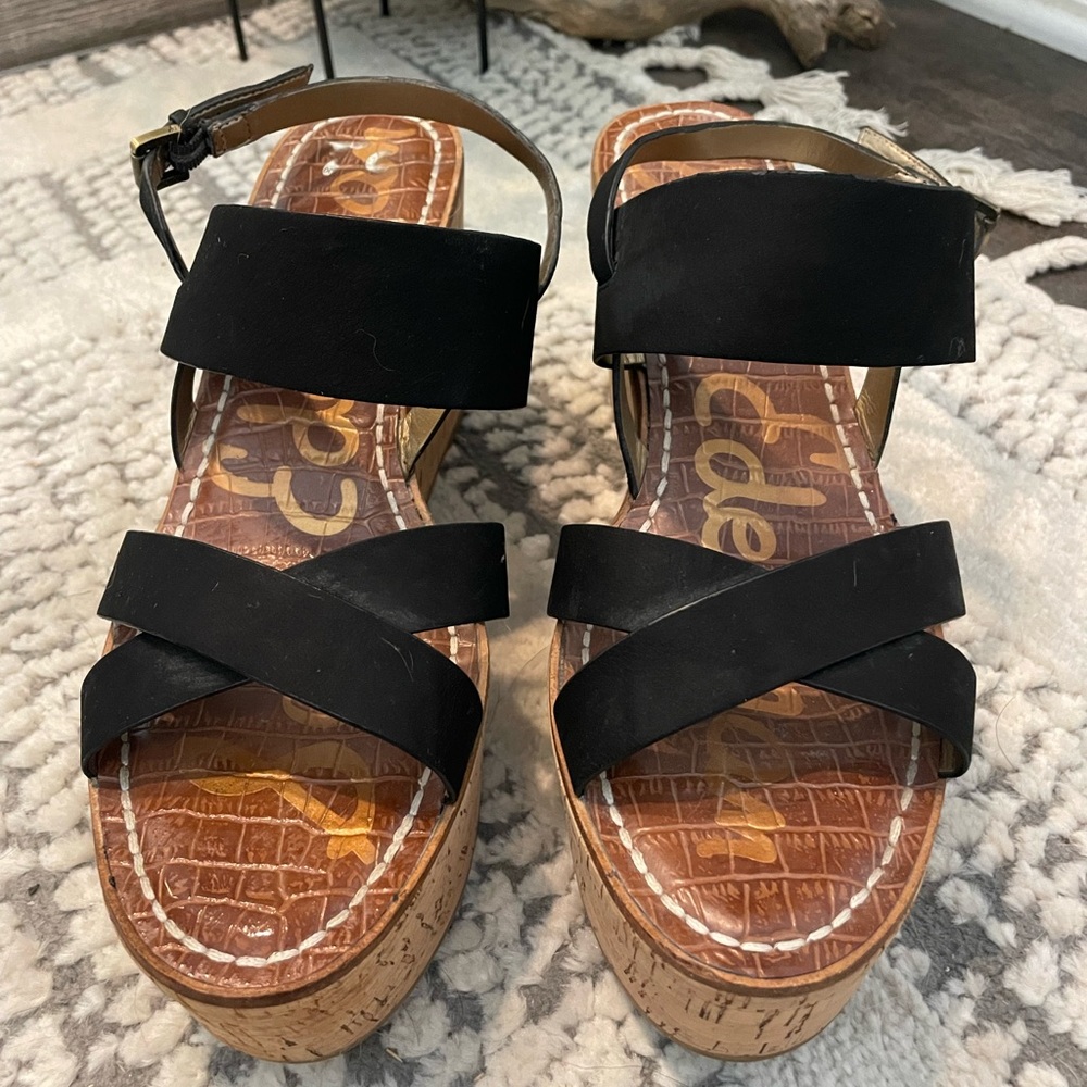Sam Edelman Black Leather Strappy Sandals - size 10.5